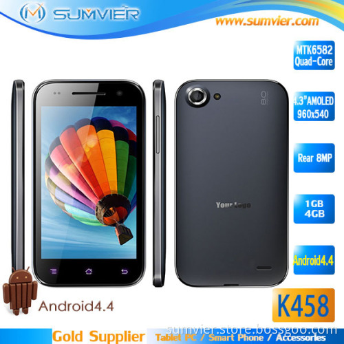 4.3inch Mtk6582 Quad Core 1g+4G 3G 960X540 Smart Phone (K458)